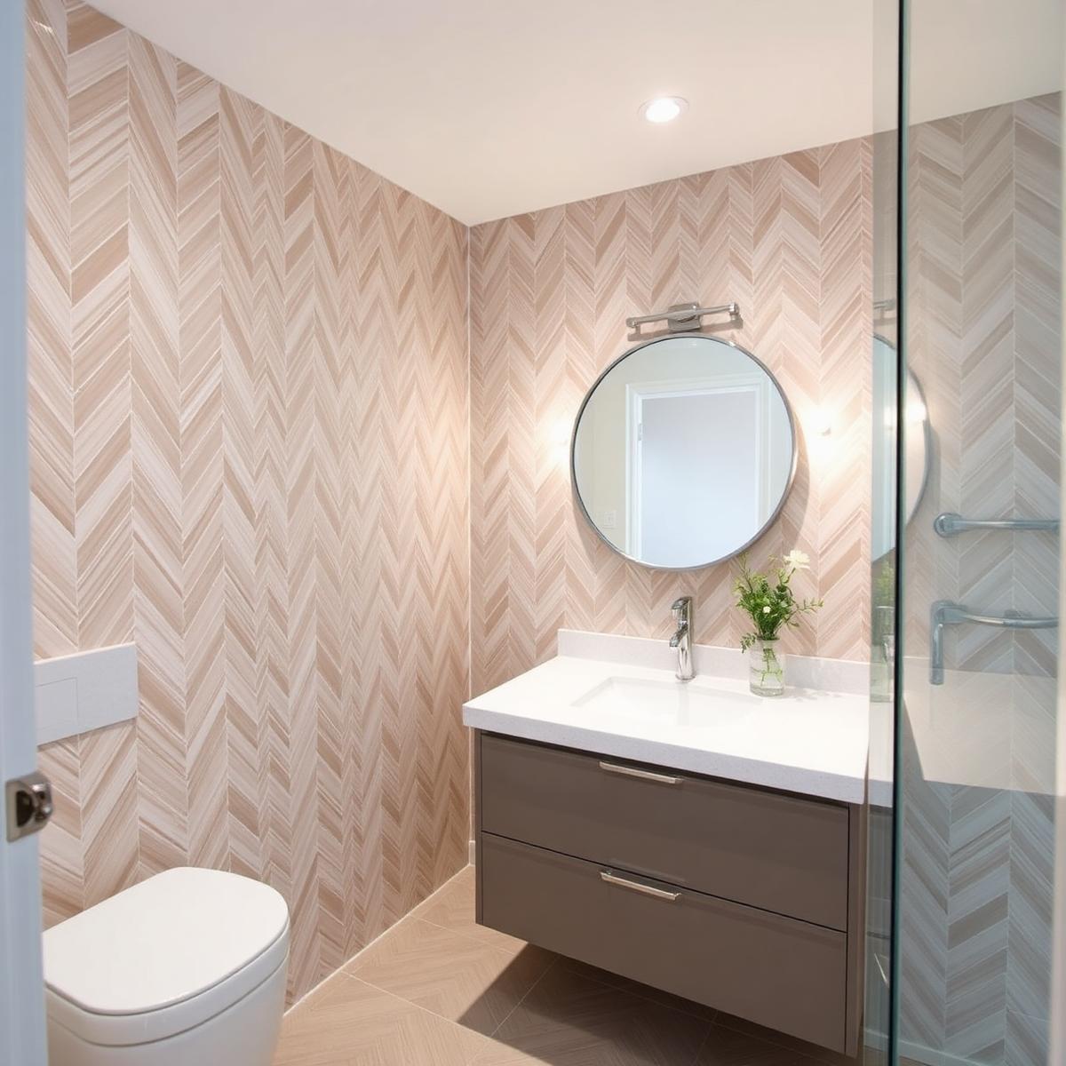 Herringbone feature wall